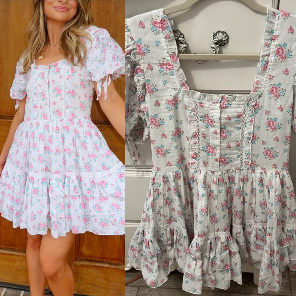 NWT Amy Jane London Henrietta Floral Mini Dress Bridgerton Regency Style